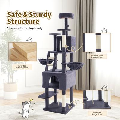 Show full view: TSCOMON 75-in Multi-Level Scratching Post Cat Tree & Condo, Deep Gray slide 5 of 12
