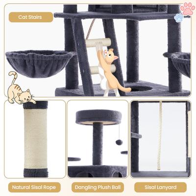 Show full view: TSCOMON 75-in Multi-Level Scratching Post Cat Tree & Condo, Deep Gray slide 4 of 12