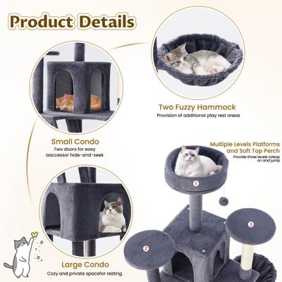Show full view: TSCOMON 75-in Multi-Level Scratching Post Cat Tree & Condo, Deep Gray slide 3 of 12