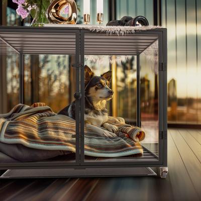 Show full view: BingoPaw Tempered Glass Dog Crate, Black, 30 inch slide 8 of 9