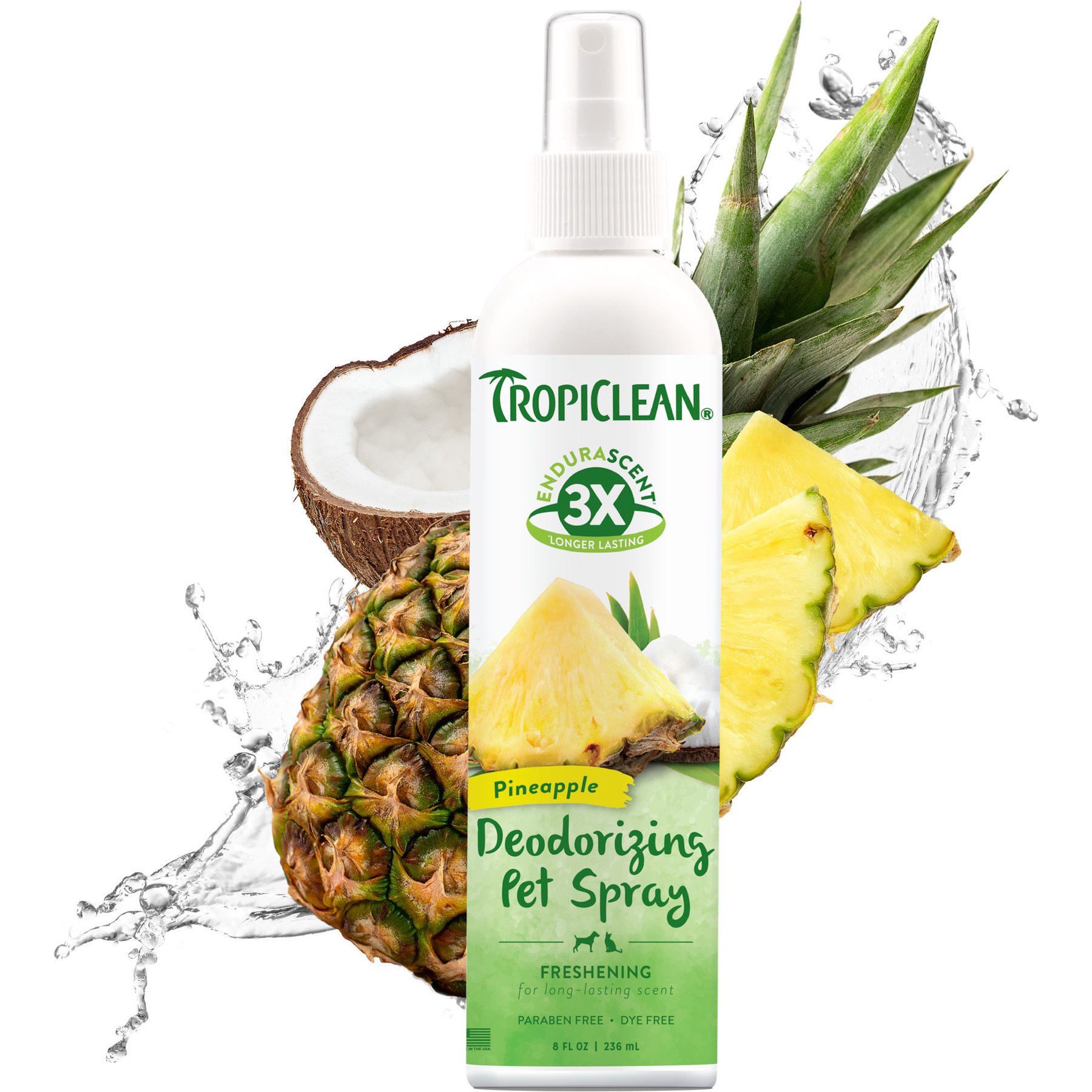 TropiClean EnduraScent Pineapple Scented Dog & Cat Deodorizing Spray, 8-fl oz bottle