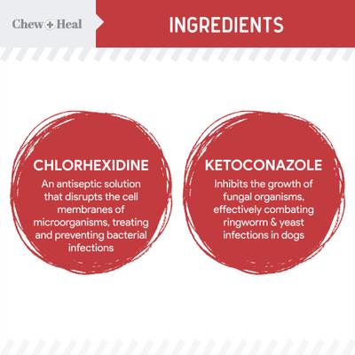 Show full view: Chew + Heal Antibacterial & Antifungal Chlorhexidine & Ketoconazole Dog & Cat Grooming Wipes, 50 count slide 3 of 11