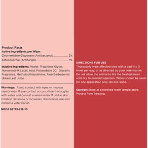 Chew + Heal Antibacterial & Antifungal Chlorhexidine & Ketoconazole Dog & Cat Grooming Wipes, 50 count