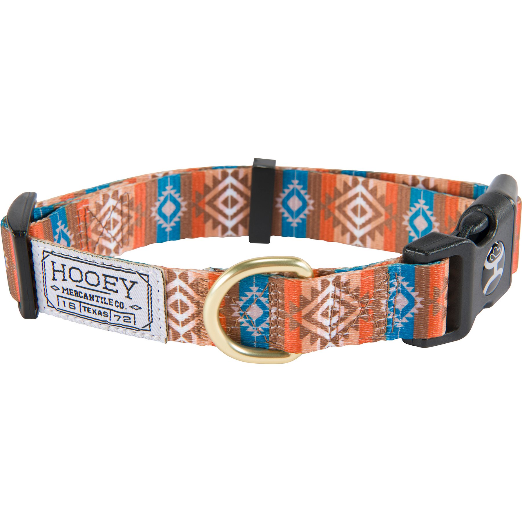 HOOEY Nomad Polyester Aztec Dirty Turq Dog Collar, Small: 8 to 12-in neck, 1-in wide