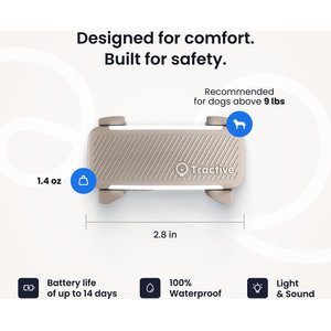 Tractive Smart Dog GPS Tracker with Vital Signs Monitoring, Dog Collar Attachment, Brown