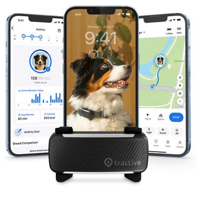 Show full view: Tractive Smart Dog GPS Tracker with Vital Signs Monitoring, Dog Collar Attachment, Black slide 1 of 10