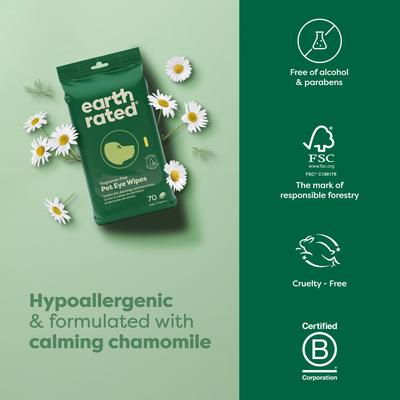 Show full view: Earth Rated Vet-Developed Hypoallergenic Pet Eye Wipes Fragrance Free, 70 count slide 6 of 11