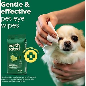 Earth Rated Hypoallergenic Pet Eye Wipes Fragrance Free, 70 count