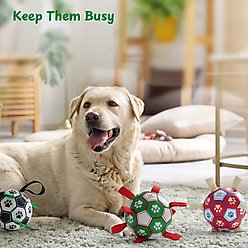 Nocciola Soccer Ball with Straps Dog Toy, Red/White, Medium slide 2 of 6