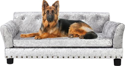 Show full view: BingoPaw Dutch Velvet Couch Dog Bed, Grey, Large slide 8 of 12