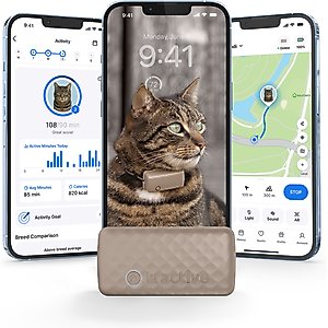 Tractive Smart Cat GPS Tracker with Wellness Monitoring & Breakaway Collar, Brown