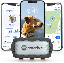 Tractive Smart Dog GPS Tracker with Vital Signs Monitoring, Dog Collar Attachment, Gray, X-Large