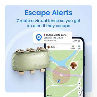 Show full view: Tractive Smart Dog GPS Tracker with Vital Signs Monitoring, Dog Collar Attachment, Green, X-Large slide 3 of 12