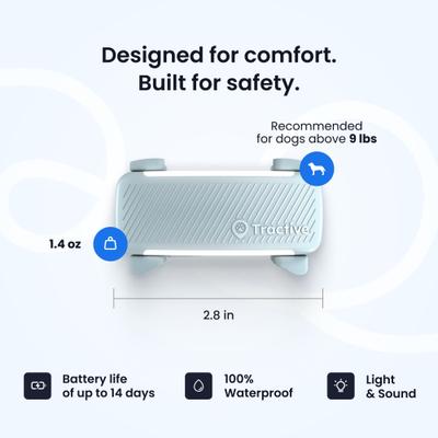 Show full view: Tractive Smart Dog GPS Tracker with Vital Signs Monitoring, Dog Collar Attachment, Mint slide 7 of 10