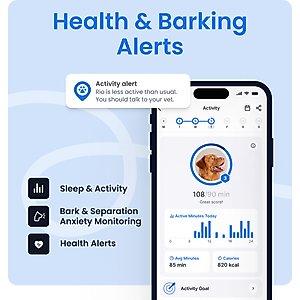 Tractive Smart Dog GPS Tracker & Vital Signs Monitor Dog Collar Attachment, Black