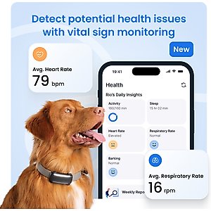 Tractive Smart Dog GPS Tracker & Vital Signs Monitor Dog Collar Attachment, Black