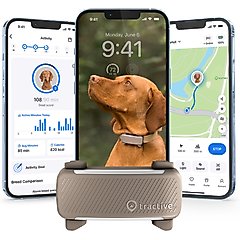Tractive Smart Dog GPS Tracker & Vital Signs Monitor Dog Collar Attachment, Brown