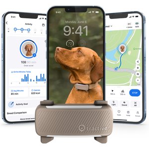Tractive Smart Dog GPS Tracker with Vital Signs Monitoring, Dog Collar Attachment, Brown