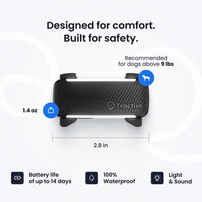 Show full view: Tractive Smart Dog GPS Tracker with Vital Signs Monitoring, Dog Collar Attachment, Black slide 7 of 10