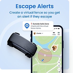 Tractive Smart Dog GPS Tracker & Vital Signs Monitor Dog Collar Attachment, Black