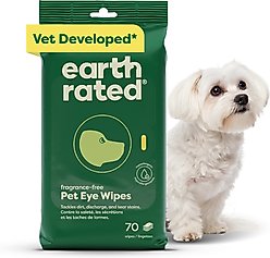 Earth Rated Vet-Developed Hypoallergenic Pet Eye Wipes Fragrance Free, 70 count