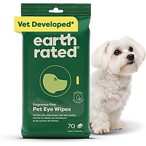 Earth Rated Hypoallergenic Pet Eye Wipes Fragrance Free, 70 count