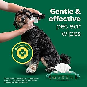 Earth Rated Vet-Developed Hypoallergenic Pet Ear Wipes Wild Oat Scent, 70 count