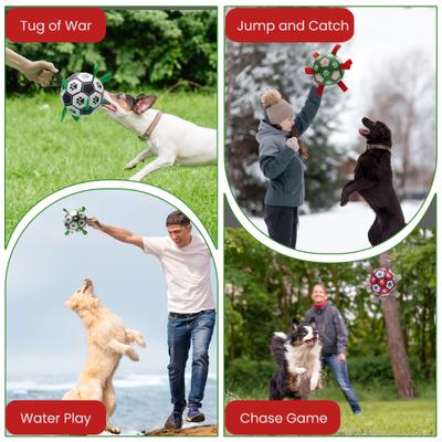 Show full view: Nocciola Soccer Ball with Straps Dog Toy, Red/White, Medium slide 4 of 7