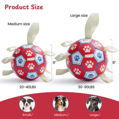 Show full view: Nocciola Soccer Ball with Straps Dog Toy, Red/White, Medium slide 2 of 7