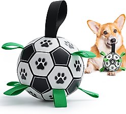 Nocciola Soccer Ball with Straps Dog Toy, Black/White, Medium slide 1 of 6