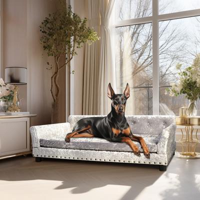 Show full view: BingoPaw Dutch Velvet Couch Dog Bed, Grey, X-Large slide 3 of 11