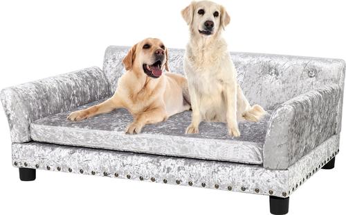 Show full view: BingoPaw Dutch Velvet Couch Dog Bed, Grey, Large slide 9 of 12