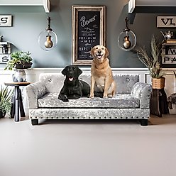 BingoPaw Dutch Velvet Couch Dog Bed, Grey, Large