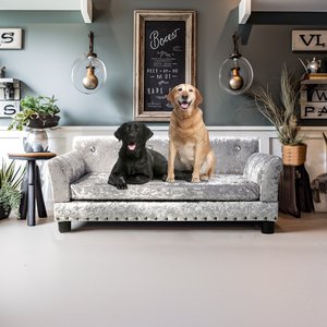 BingoPaw Dutch Velvet Couch Dog Bed, Grey, Large
