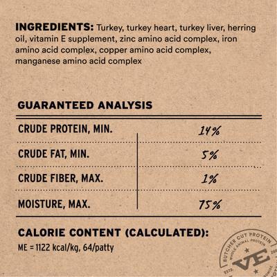 Show full view: Vital Essentials Frozen Raw Mini Patties Grain-Free Turkey Entree Cat Food, 84-oz bundle  slide 4 of 10