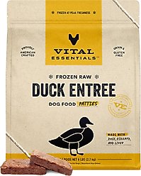 Vital Essentials Frozen Raw Patties Grain-Free Duck Entree Dog Food, 6-lb bag
