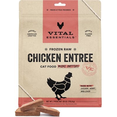 Vital Essentials Vital Essentials Frozen Raw Mini Patties Grain-Free Chicken Entree Cat Food, 28-oz bag