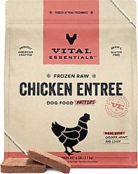 Vital Essentials Frozen Raw Patties Grain-Free Chicken Entree Dog Food, 6-lb bag