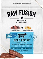 Vital Essentials RAW FUSION Frozen Raw Patties Grain-Free Beef Recipe Dog Food, 6-lb bag