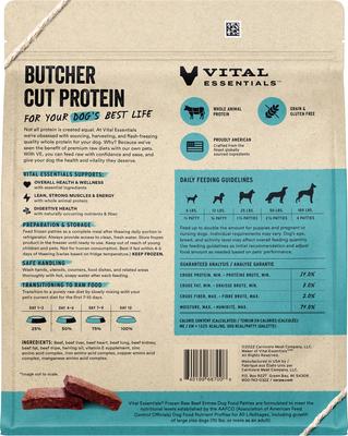 Show full view: Vital Essentials Frozen Raw Patty Grain-Free Beef Entree Dog Food, 6-lb bag slide 3 of 10