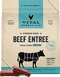 Vital Essentials Frozen Raw Patties Grain-Free Beef Entree Patties Grain-Free Dog Food, 6-lb bag