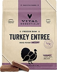 Vital Essentials Frozen Raw Patties Grain-Free Turkey Entree Dog Food, 6-lb bag
