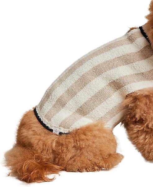 Show full view: Barefoot Dreams CozyChic Cotton Classic Stripe Dog Sweater, Oatmeal/Cream, XX-Large slide 4 of 6