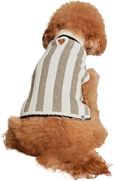 Show full view: Barefoot Dreams CozyChic Cotton Classic Stripe Dog Sweater, Eucalyptus/Cream, X-Large slide 1 of 5