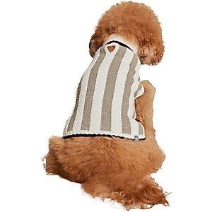 Barefoot Dreams CozyChic Cotton Classic Stripe Dog Sweater, Eucalyptus/Cream, X-Large
