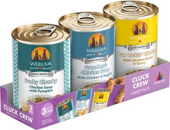 Weruva Classic Cluck Crew Variety Pack Grain-Free Wet Dog Food, 14-oz can, case of 3