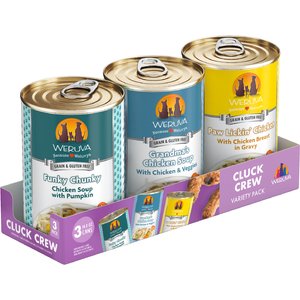 Weruva Classic Cluck Crew Variety Pack Grain-Free Wet Dog Food, 14-oz can, case of 3
