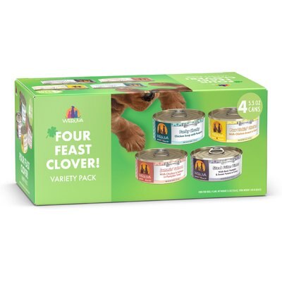 Weruva Weruva Four Feast Clover Variety Pack Grain-Free Canned Dog Food, 5.5-oz can, case of 4