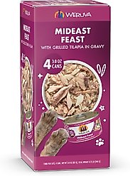 Weruva Mideast Feast Grilled Tilapia in Gravy Grain-Free Wet Cat Food, 3-oz can, case of 4
