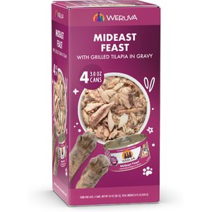 Weruva Mideast Feast Grilled Tilapia in Gravy Grain-Free Wet Cat Food, 3-oz can, case of 4